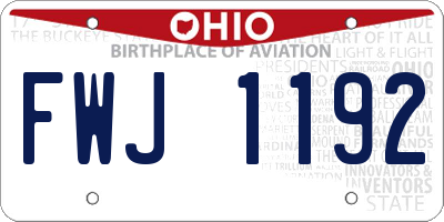 OH license plate FWJ1192
