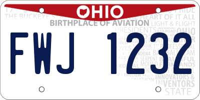 OH license plate FWJ1232
