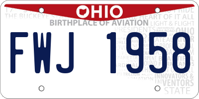 OH license plate FWJ1958