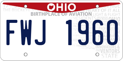 OH license plate FWJ1960