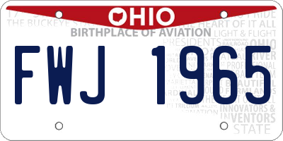 OH license plate FWJ1965