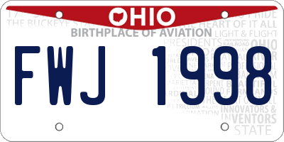 OH license plate FWJ1998