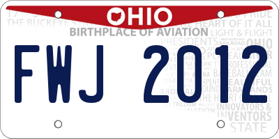 OH license plate FWJ2012