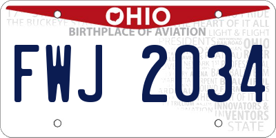 OH license plate FWJ2034