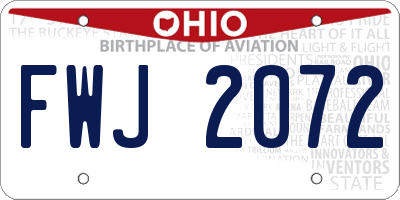 OH license plate FWJ2072