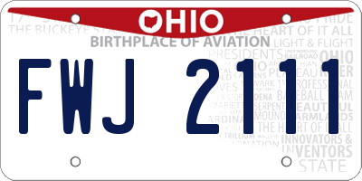 OH license plate FWJ2111