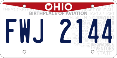 OH license plate FWJ2144