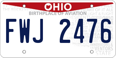 OH license plate FWJ2476