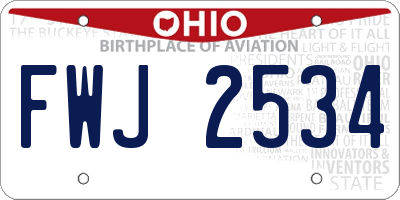 OH license plate FWJ2534