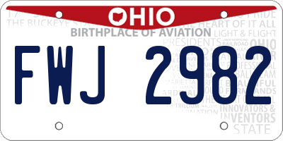 OH license plate FWJ2982
