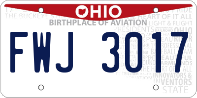 OH license plate FWJ3017