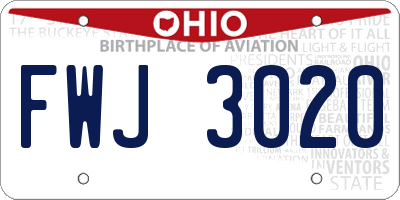 OH license plate FWJ3020
