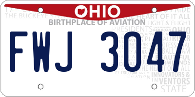 OH license plate FWJ3047