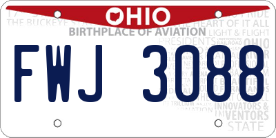 OH license plate FWJ3088