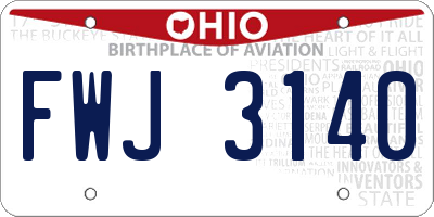 OH license plate FWJ3140