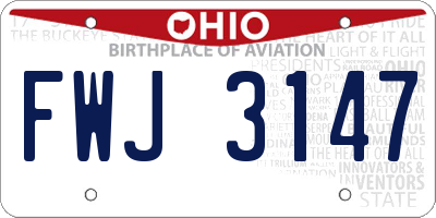 OH license plate FWJ3147