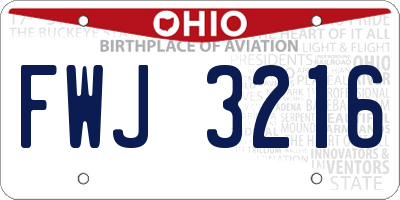 OH license plate FWJ3216