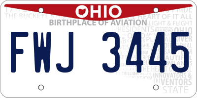 OH license plate FWJ3445