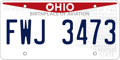 OH license plate FWJ3473
