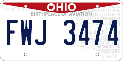 OH license plate FWJ3474