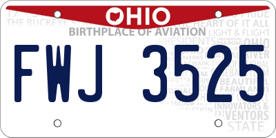 OH license plate FWJ3525