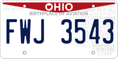 OH license plate FWJ3543