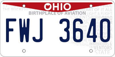 OH license plate FWJ3640
