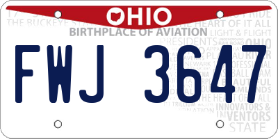 OH license plate FWJ3647