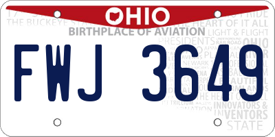OH license plate FWJ3649