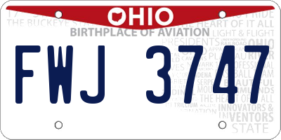 OH license plate FWJ3747