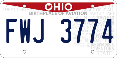 OH license plate FWJ3774