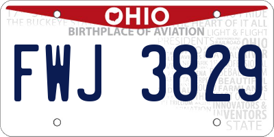 OH license plate FWJ3829