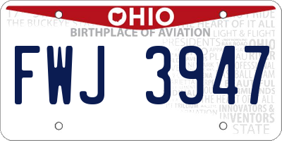OH license plate FWJ3947