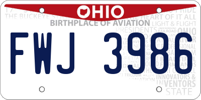 OH license plate FWJ3986