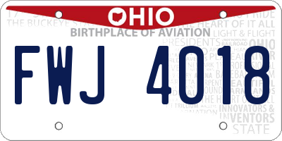 OH license plate FWJ4018