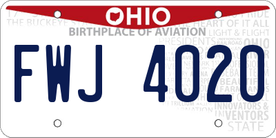 OH license plate FWJ4020
