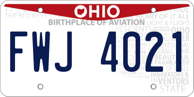 OH license plate FWJ4021