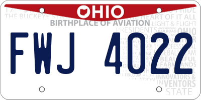 OH license plate FWJ4022
