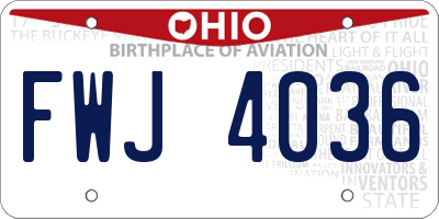 OH license plate FWJ4036