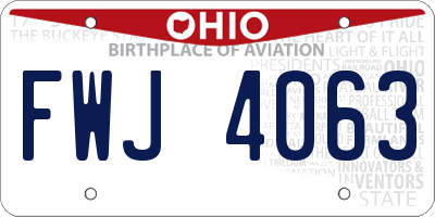 OH license plate FWJ4063