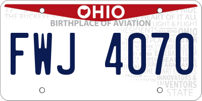 OH license plate FWJ4070