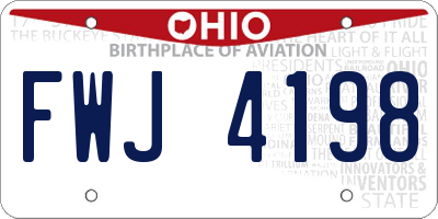OH license plate FWJ4198