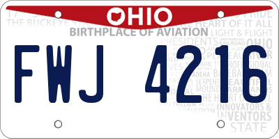 OH license plate FWJ4216