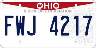 OH license plate FWJ4217