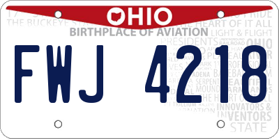 OH license plate FWJ4218
