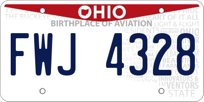 OH license plate FWJ4328