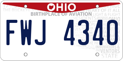 OH license plate FWJ4340