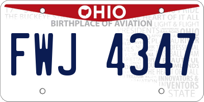 OH license plate FWJ4347