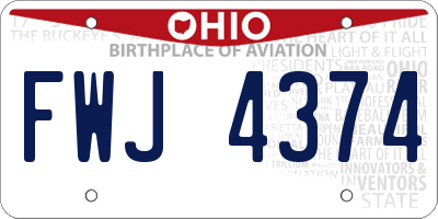 OH license plate FWJ4374