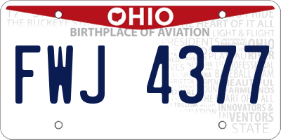 OH license plate FWJ4377